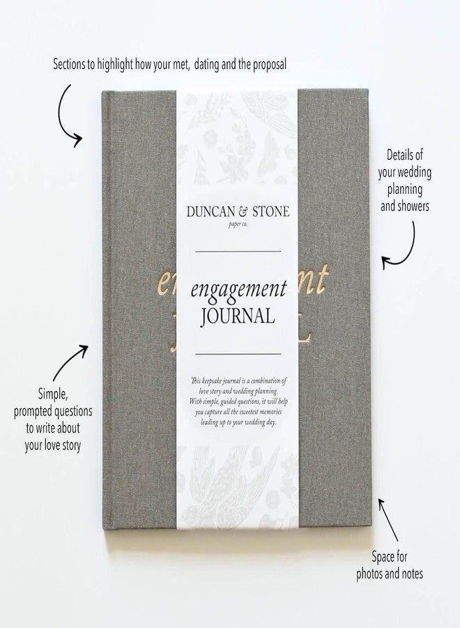 DUNCAN & STONE PAPER CO. دفتر ذكريات الخطوبة للعروسين - دفتر ذكريات الزفاف للعروس مع عبارات تحفيزية وصور والمزيد - ألبوم صور فريد للخطوبة (لون عاجي، 69 صفحة) - Image 2